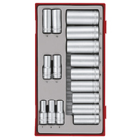 Teng 16Pce 3/8" Dr. Deep Socket Set 7-22mm - TC-TRAY