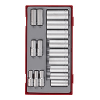 Teng 16Pce 3/8" Dr. Deep Socket Set 7-22mm (12-Pt) - TC-TRAY