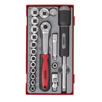 Teng 19Pce 3/8" Dr. Socket & Acc Set 8-22mm (12-Pt) - TC-TRAY