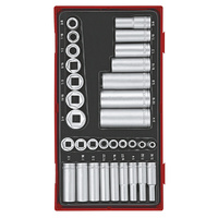 Teng 32Pce 1/4" & 3/8" Dr. Reg/Deep AF Socket Set - TC-TRAY