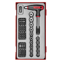 Teng 62Pce T-Handle Socket & Bits Set - TC-TRAY