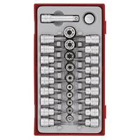 Teng 30Pce 1/4&3/8" Dr. TX,TPX & TX-E Bit Socket Set - TC-TRAY