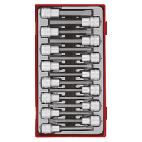Teng 15Pce 1/2" Dr. TX & Hex Long Bits Socket Set - TC-TRAY