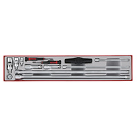 Teng 13Pce 1/4-3/8-1/2" Dr. Ext Bar & Acc Set - TTX-Tray