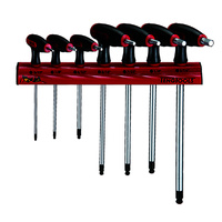 Teng 7Pce T-Handle AF Hex Set 3/32-5/16" W/ Wall Rack