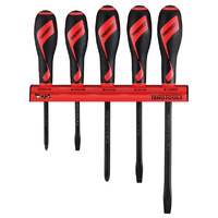 Teng 5Pce MD Power Thru Screwdriver Set W/Wall Rack