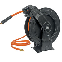 ITM STEEL RETRACTABLE AIR HOSE REEL, 10MM X 20M HYBRID POLYMER AIR HOSE WITH 1/4" BSP MALE FITTINGS