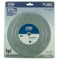 ITM Grinding Wheel, Aluminium Oxide, 200 X 25mm, 36 Grit Coarse