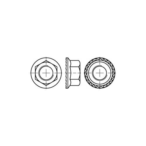 3/8" UNC Hexagon Locking Nut Flanged with Serrations 304 Stainless Steel