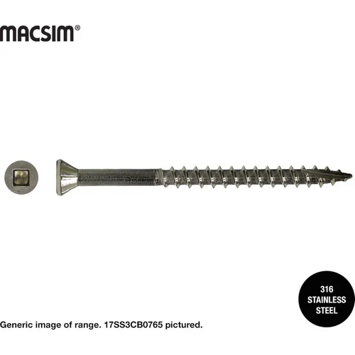 7GX40mm Decking Screw Trim Head Square Drive T17 316 Stainless 1000pcs