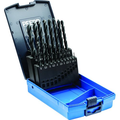 19pc Drill Bit Set HSSG STEEL Sizes 1.0mm - 10.0mm