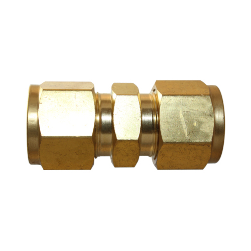 29-B004-02 #4B 1/8 Brass Tube Union (54DUAB.2) - Twin Ferrule Bi-Lok® Fitting