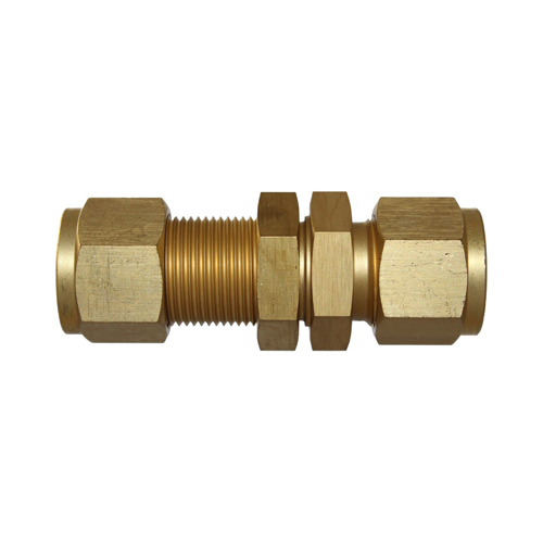 29-B031-04 #31B 1/4 Brass Bulkhead Fitting (54DSUB.4) - Twin Ferrule Bi-Lok® Fitting