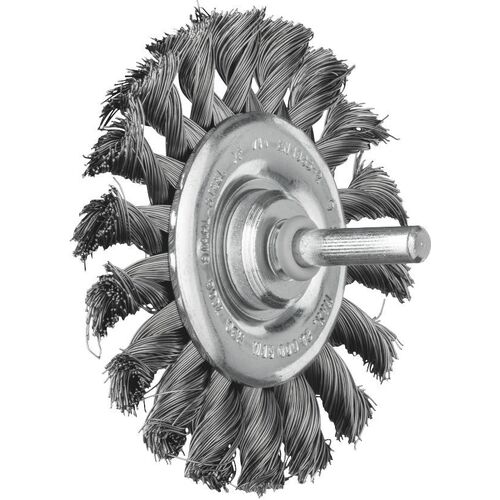 Shaft Mounted Wheel Brush - Twist Knot STEEL Wire - 6mm Shaft  RBG 7006/6 ST 0.35