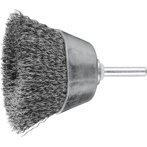 Shaft Mounted Cup Brush - Crimped STEEL Wire - 6mm Shaft  TBU 6015/6 ST 0.30