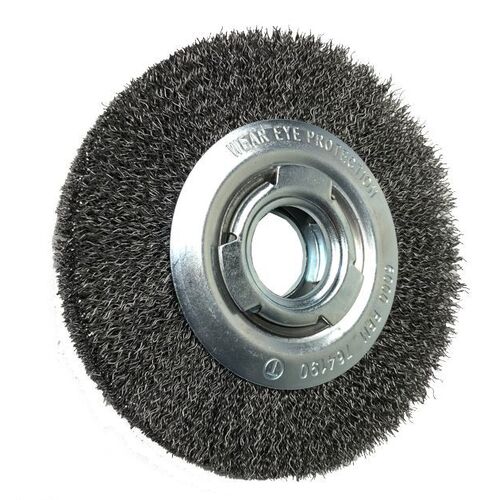 Bench Wheel Brush with Arbor Hole General Purpose - Crimped RBU 15025 T/51 STEEL 0.30 (Inc. Bushes)