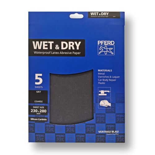 PFERD 5 Pack Abrasive Sheets Wet & Dry - Silicon Carbide 230 x 280mm - 60 GRIT