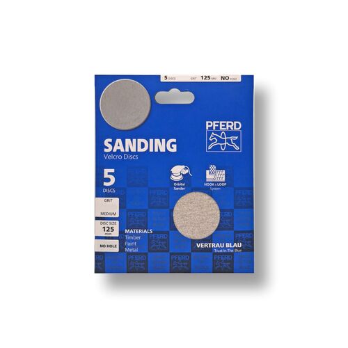 5 Pack paper Velcro Discs - Aluminium Oxide - 125mm  No Hole - Grit 60
