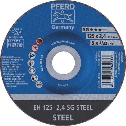 Cut-Off Wheel Premium - Raised Hub - STEEL  EH 125-2.4 A 30 S SG