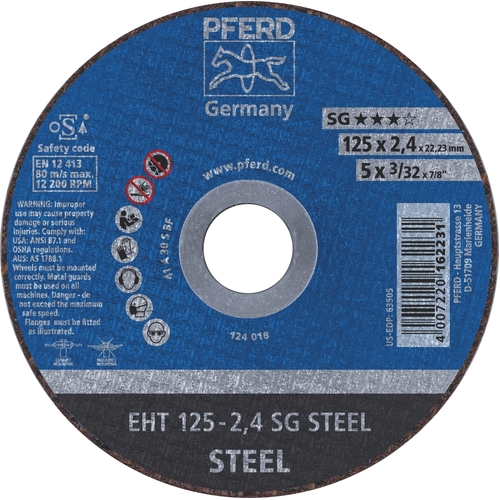 Flat Cut-Off Wheel PREMIUM - STEEL  EHT 125-2.4 A 30 S SG