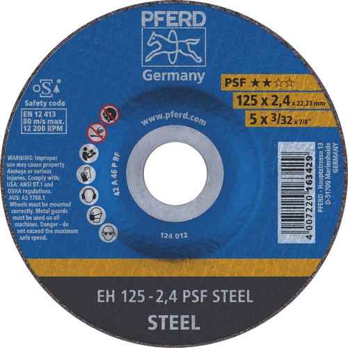 Cut-Off Wheel GP - Raised Hub - STEEL  EH 125-2.4 A 46 P PSF