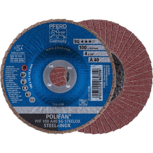 POLIFAN Flap Disc Premium Aluminium Oxide - STEEL / INOX  PFF 100 A 40 SG