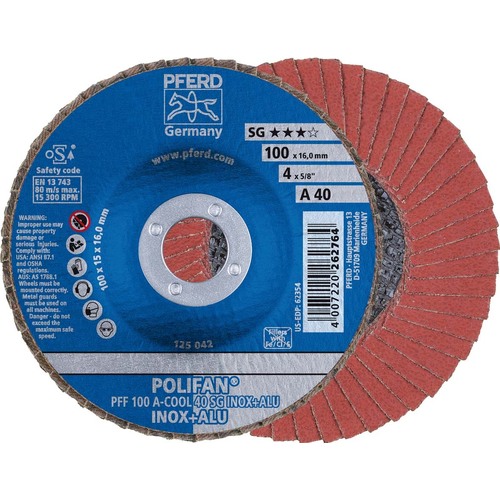 POLIFAN Flap Disc Premium Aluminium Oxide Top Size -  PFF 100 A 40 SG-COOL