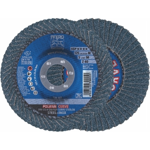 POLIFAN Flap Disc SGP Zirconia - STEEL / INOX  PFR 125 Z 40 SGP-CURVE M