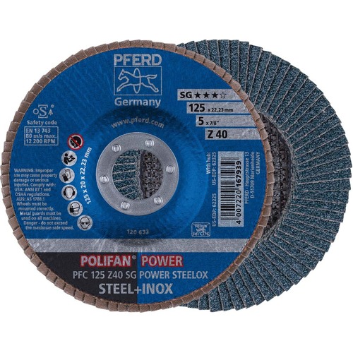 POLIFAN Flap Disc Premium Zirconia - STEEL / INOX  PFC 125 Z 40 SG - POWER