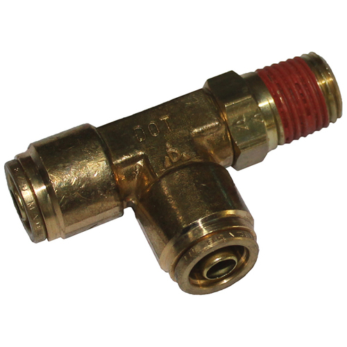 88-013S-0606 3/8 Tube x 3/8 NPT D.O.T. Air Brake Push-In Swivel Male Run Tee