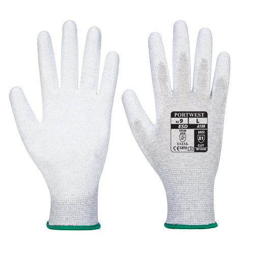 Antistatic PU Palm Glove Grey Large