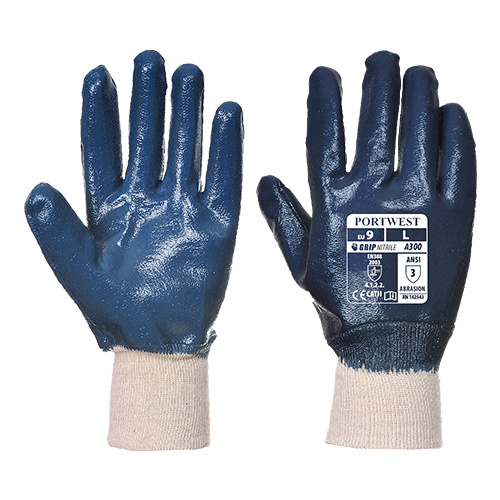 Nitrile Knitwrist Glove Navy Large