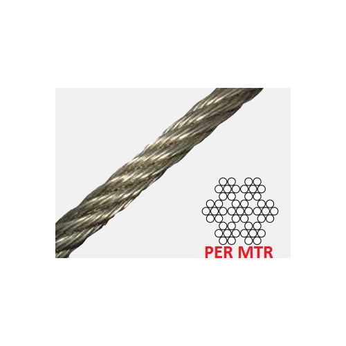 1.2mm 7 x 7 Wire Rope Premium Quality Korean Made 316 Grade Stainless Steel - Per Metre