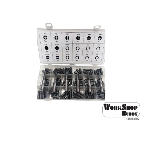 Workshop Buddy 114pce Drill Bit Inserts Grab Kit (PZ1 - T30)