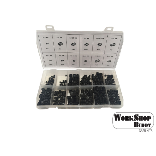 Workshop Buddy 450pce Grub Screw Metric Kit (4x5mm to 10x12mm)