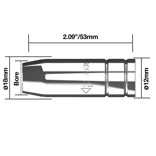 Binzel® Style Gas Nozzle Cylindrical BZL 14/15 - NZCY15