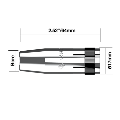 Binzel® Style Gas Nozzle Cylindrical BZL 24 - NZCY24