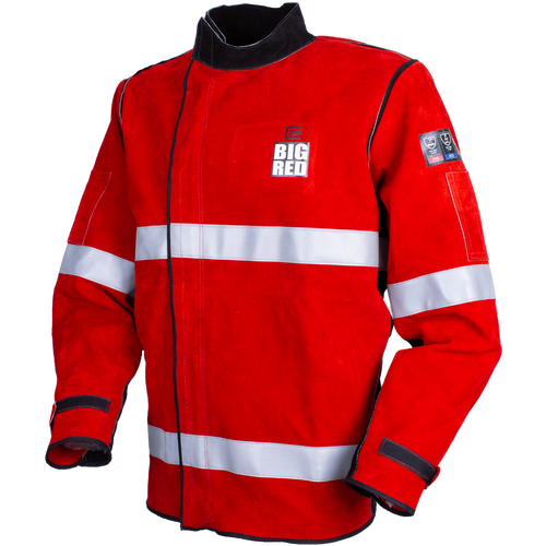 Big Red Leather Welders Jacket with Reflective Trim Size 2XL