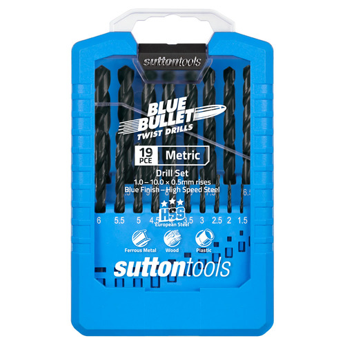 Sutton Drill Set D102 SM2 19Pce Jobber HSS Blue 1.0 - 10.0 X 0.5mm