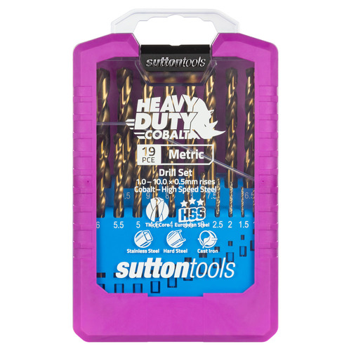 Sutton Drill Set D109 SM2 19Pce Jobber Heavy Duty Cobalt Split Point 1.0-10.0X0.5mm