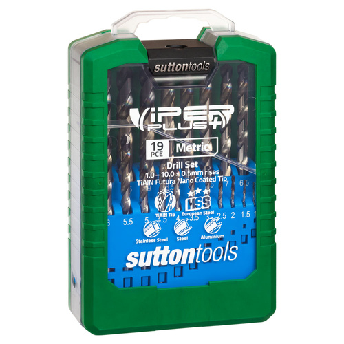 Sutton Drill Set D179 SM2 19Pce Viper+ Jobber HSS 1.0 - 10.0 X 0.5