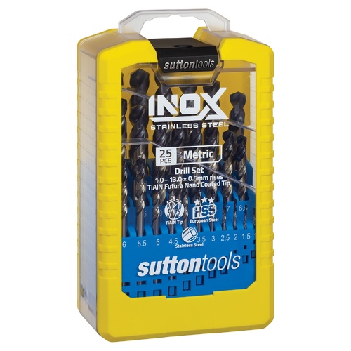 Sutton Drill Set D180 SM3 R40-Inox HSS Tialn-Tip 25Pce 1-13 X 0.5mm