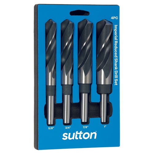 Sutton Drill Set D188 RS4 4Pce Reduced Shank 1/2 HSS Blue 5/8,3/4,7/8,1