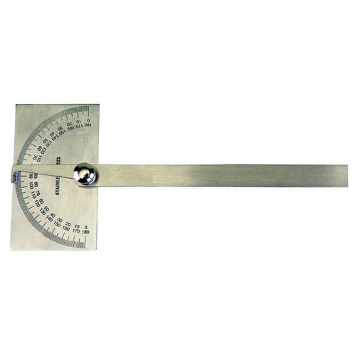 DP/R/6 Groz Degree Protractor, Rectangular Head, 150mm Blade