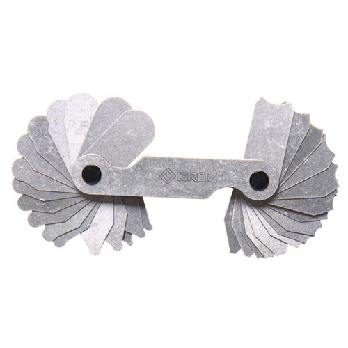 RDG/16/7.5-15 Groz Radius Gauges, 7.5 - 15mm, 16 Pairs Leaves, 180° Arc.
