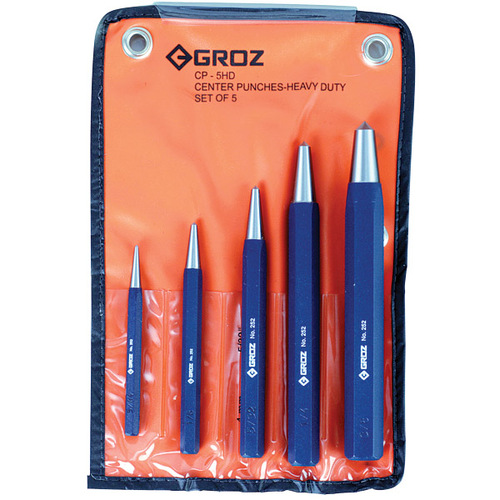 CP/HD/5/ST Groz Heavy Duty Centre Punch Set, 5 Pce