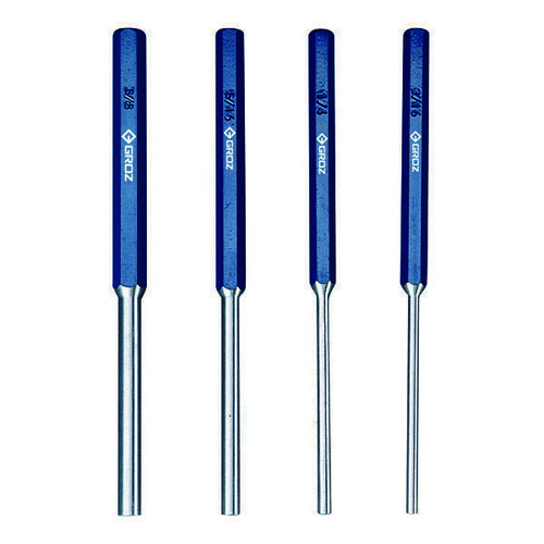 PP/HD1-8L Groz Heavy Duty Pin Punch, Hex Shank, 1/8" X 200mm Oal