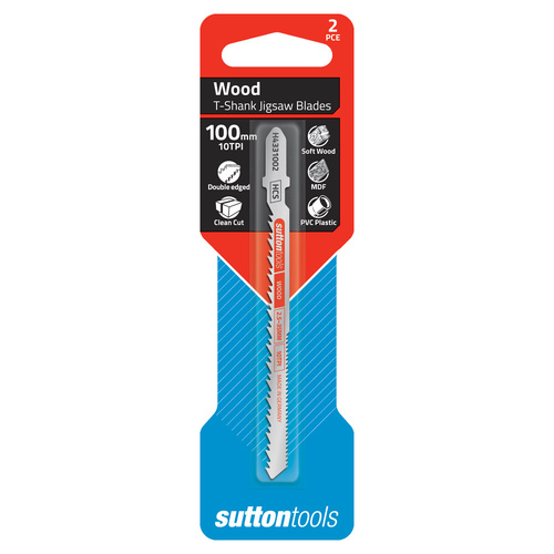 Jigsaw Blade T-Shank H433 Wood Double Edge 2.5-35mm 100x10T HCS 2 Pack