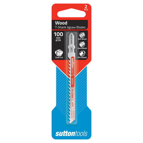 Jigsaw Blade T-Shank H435 Wood Clean Cut 10-45mm 100x6T HCS 2 Pack