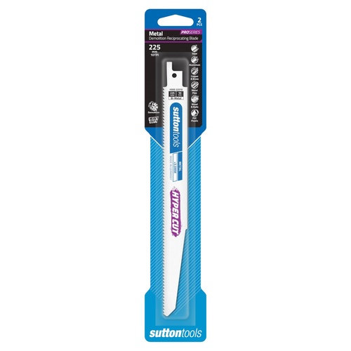Recip Blade H505 Demo Metal 225x22x1.57mm 10TPI Bi-Metal HYPERCUT 2 Pack